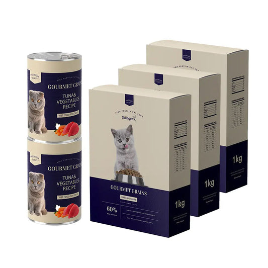 Monthly Tummy  (3 Cat Dry Food 1kg + 2 Cat Wet Food Cans) Stiinger