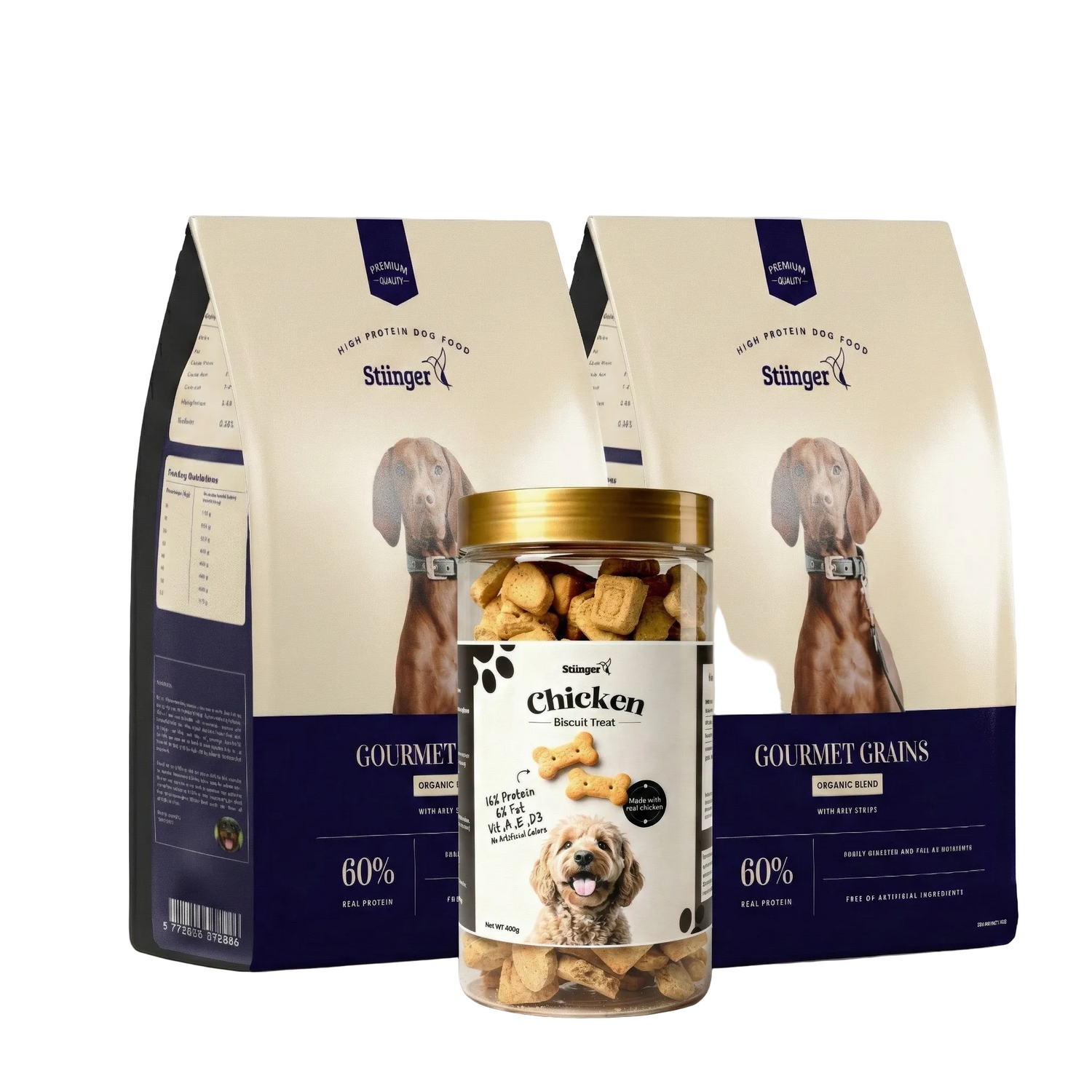 Buy 2 High-Protein Dog Dry Food 4KG  - Get 1 Biscuit Dog Treats 400g For FREE